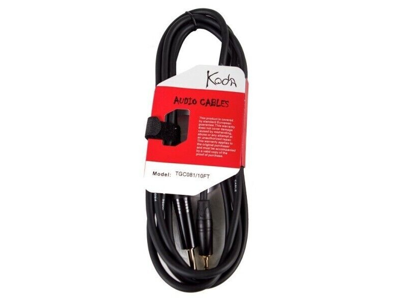 Koda Cable, 10FT / 3M Audio Link Cord Lead, JACK 3.5mm Stereo – JACK 6.35mm Stereo click to zoom image