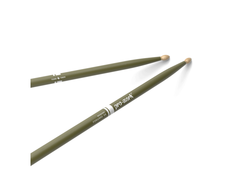 Promark Classic Forward 5A Painted Green Hickory Drumstick, Oval Wood Tip click to zoom image