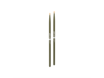 Promark Classic Forward 5A Painted Green Hickory Drumstick, Oval Wood Tip click to zoom image