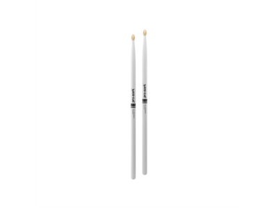 Promark Classic Forward 5A Painted White Hickory Drumstick, Oval Wood Tip click to zoom image