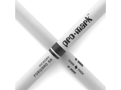 Promark Classic Forward 5A Painted White Hickory Drumstick, Oval Wood Tip click to zoom image