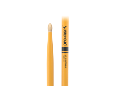 Promark Classic Forward 5A Painted Yellow Hickory Drumstick, Oval Wood Tip click to zoom image