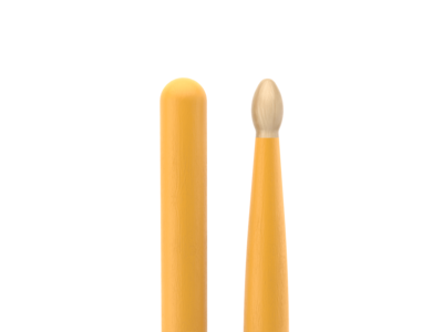 Promark Classic Forward 5A Painted Yellow Hickory Drumstick, Oval Wood Tip click to zoom image